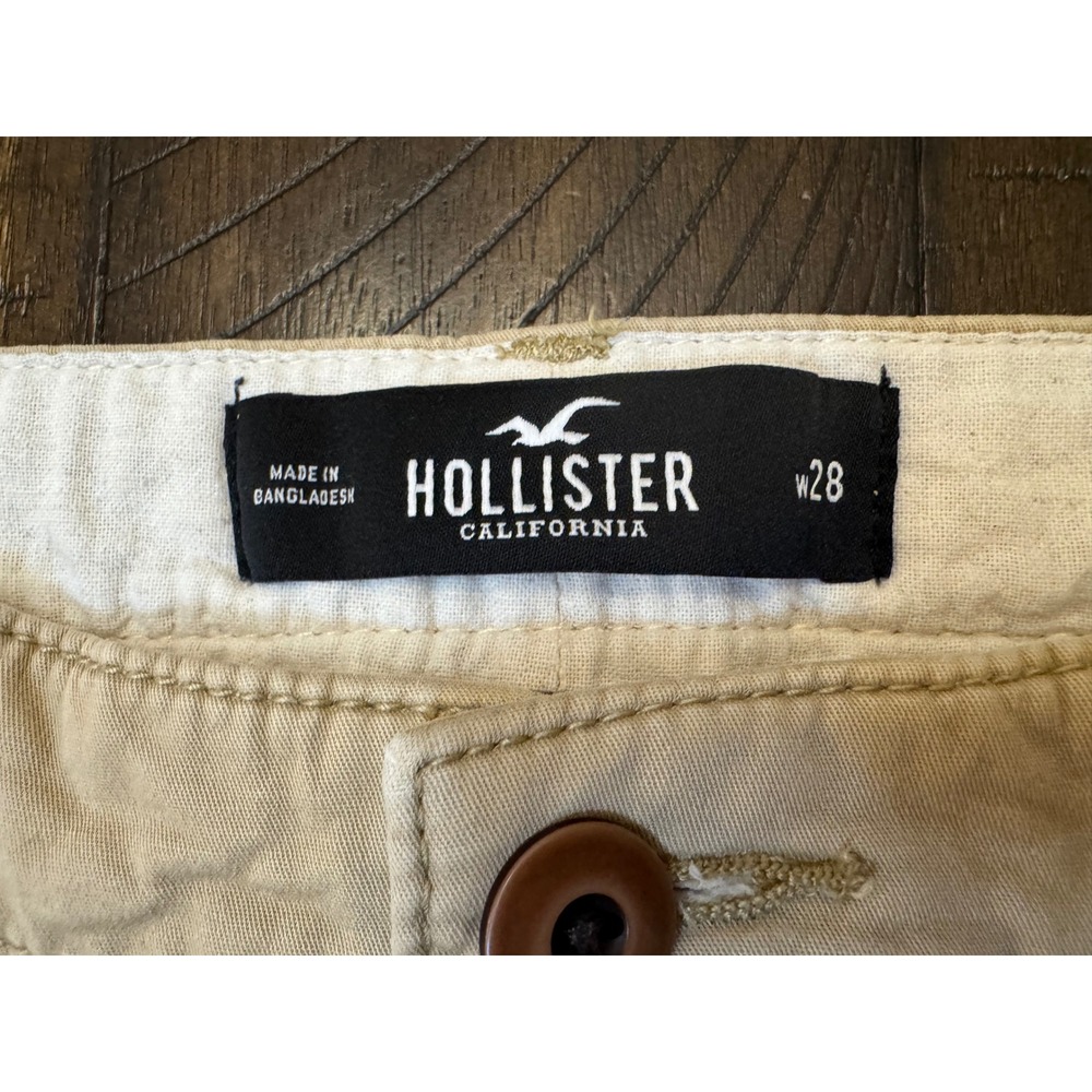 Hollister Mens Khaki Shorts Size 28 Slim Fit Epic Flex Stretch Chino Tan - Picture 4 of 6